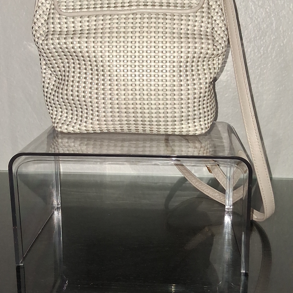 GANSON Chic Cream and Gray  Woven Women's Backpack - Picture 12 of 16